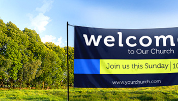 Outdoor welcome banner for churches
