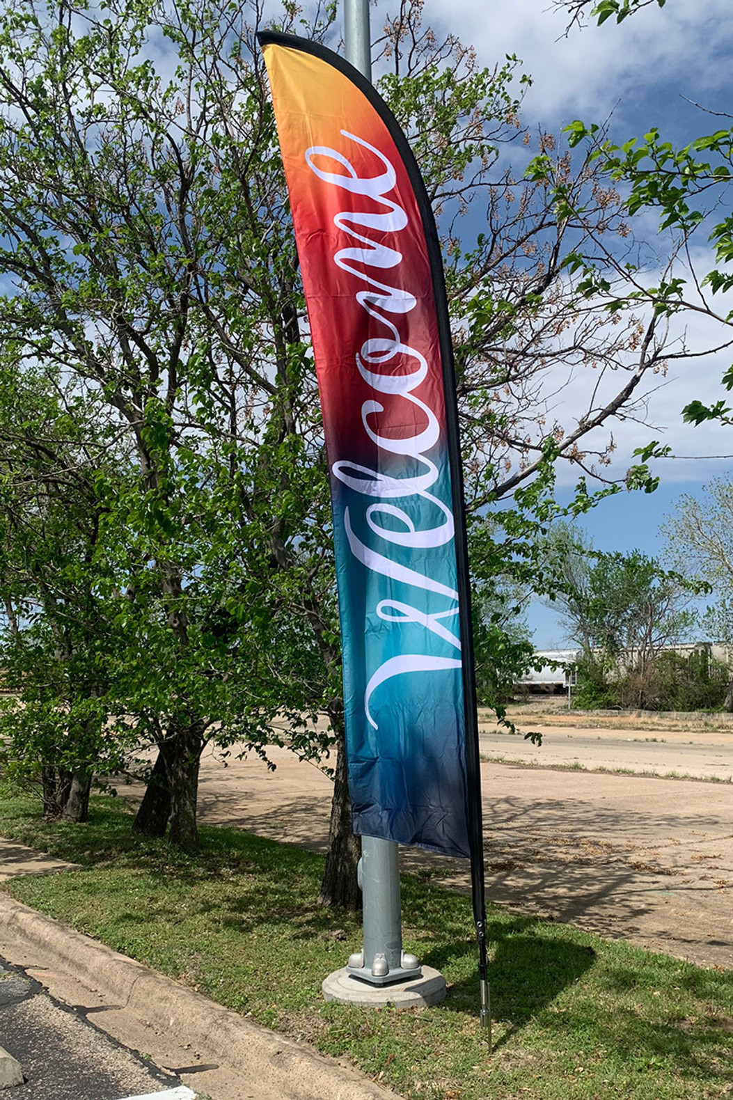 Welcoming feather flag banners for church