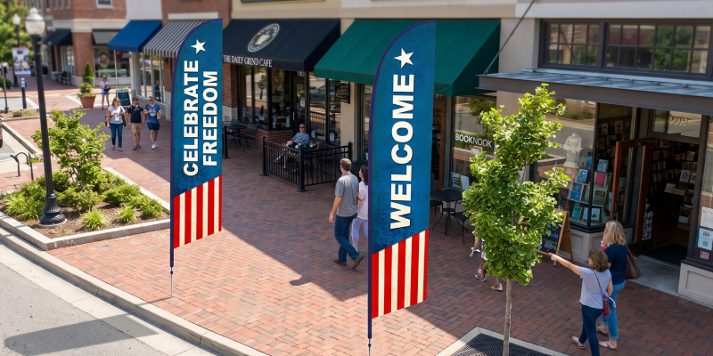 Patriotic Feather Flags from Church Banners Free customization