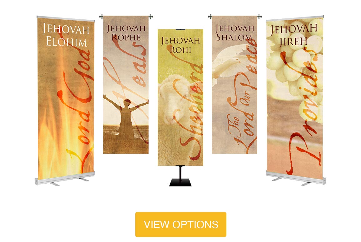 Church banners with names of God